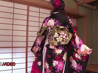 Naughty JAV Lady in Kimono Fucked Hard Gets Creampie Orgasmically