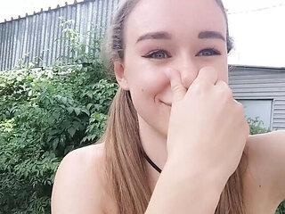 Amateur Blonde Teen Peeing Twice Outdoor - Free HD Solo Pissing