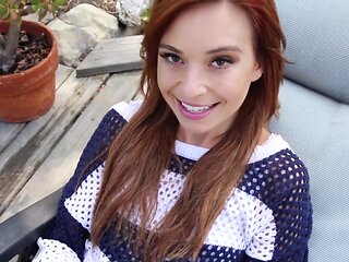 Redheaded vixen Kaylee Haze devours Tony's cock in the pool