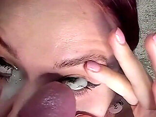 POV Big Eye Facial Cumshot Right Into Sandy's Eyes!