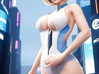 Isabelle Dupond cyberpunk city show video (Ai model)