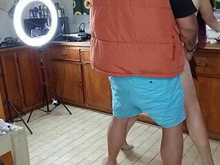 She tried to make salad and then she sucked some cock