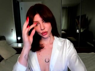 Lovely small titted brunette fingering her pussy