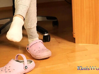 Dirty White Socks - Dangling and Foot Tease in Sweats