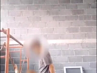 Husband and wife play together in the house