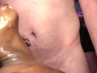 Black + White Creampie Gangbang with 3 Girls