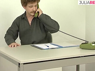 Blonde milf gets hairy pussy licked after a fuck