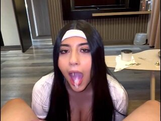 Busty latina girl with big tits and ass gives me wet blowjobs and rides my cock - compilation