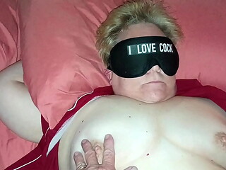 #35- 20250629 63yo Tennesseemilf1 slutwife loves toys as much as cock- she'_s blindfolded, fucked with clit vibrator, finger, and her favorite BBC dildo
