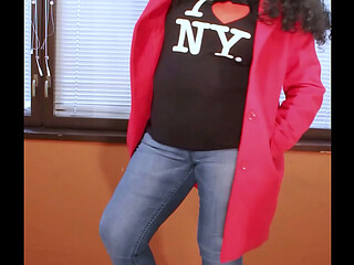 Amalia poses in front of the camera