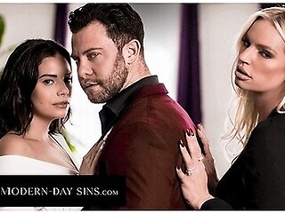 Cheating Husband Fucks Sneaky Mistress In Secret While Wife Waits In Other Room - Seth Gamble, Rachael Cavalli And Violet Starr