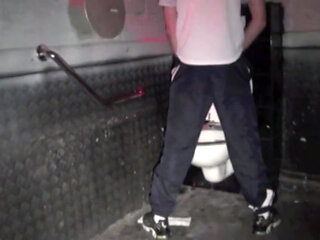 Sneaker humiliation in public toilet