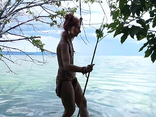 Fishing with harpoon