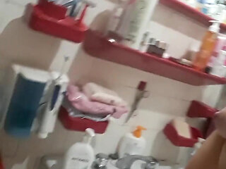 Peeing Standing up with High-heel Sandals and Red Nail Polish