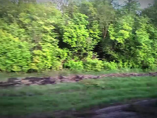 Twink took the train from the city to the forest to jerk off his cock among the mushrooms and trees