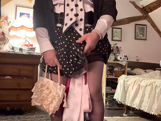 Dressed in a little polka-dot skirt for an evening out
