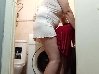 While my husband is at work, I fuck my neighbor with a strap-on