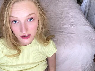 Blonde teen home alone masturbating