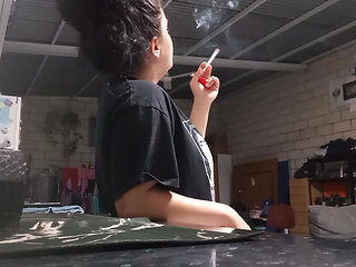 Sexy PAWG Smoking Cigarette