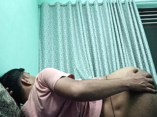 Indian police officer uncle get shower and masterbation show