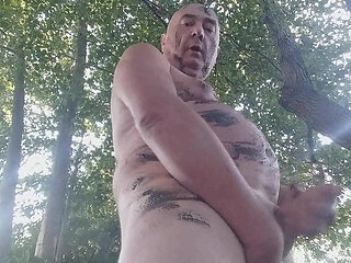 Big pig Pascal drinks his piss under the road bridge before sensually masturbating with mud
