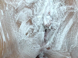 Shaving a Hairy Pussy with a Trimmer and a Razor with Shaving Foam! Close-up!