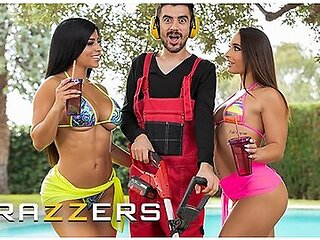 Sara Retali & Sara Diamante Know Exactly How To Lure The Gardener Jordi To Fuck Them Both
