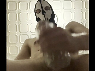 7 inch (18cm) Hot Cock owned by a Masked Slim Twink. Flashlight intense masturbation, Moaning.