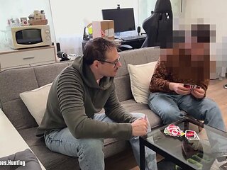 Straight Young Hairy Plumber Gets Sucked and Jerked After a Game of Uno with Mike