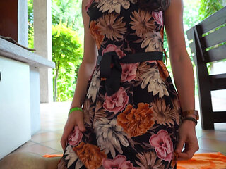 Doggystyle (CREAMPIE) in the neighbors' backyard