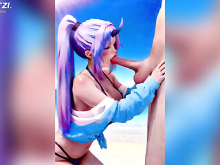 Shion From That Time I Got Reincarnated as a Slime, Does a Perfect Deepthroat with Your Long Penis and Will Swallow All Your Cum