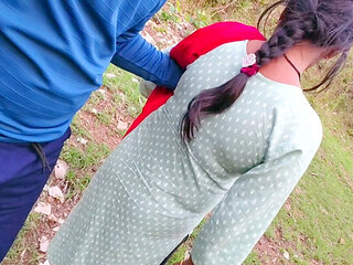 After college holidays, young Indian desi girl goes to the jungle with her boyfriends - desi village young college girl jungle .