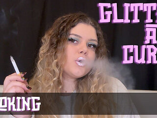 Pink Lips Smoking with Curly Hair