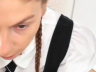 Godess MILF in College Uniform Showering and Masturbates
