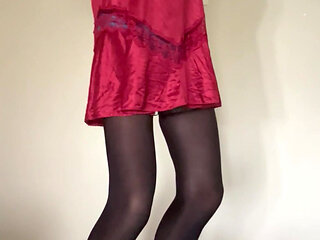 White heels panties bra body suit stockings and red slip