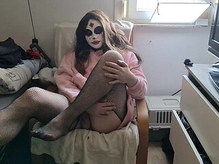 Gothic Trans Woman Bursting - Mastubation Orgasm