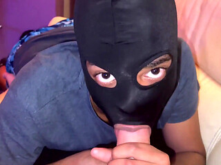 Young black sucker for big white cock
