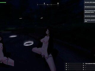 I took a dildo to the park and impaled myself on it in public. The old man watched me but didn'_t give me away. Exhibitionism hentai game