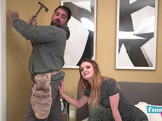 Cute Petite Coco Ivy Wrecked by Handymans Massive Cock
