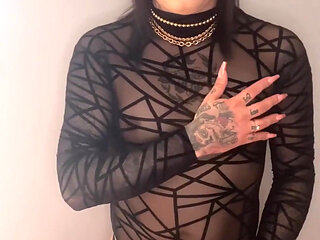 Oops, he got so hard he came out of his panties