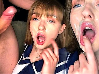 Hot Sucks and Fucks in Pussy before Cumming on Her Face. the Whole Face is Co...