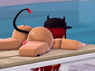 I thought I could get away with being naked alone at the pool until this guy showed up/ Fan request #8 [Roblox]