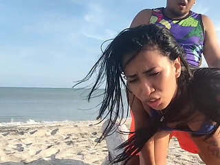 My stepbrother and I went to the beach