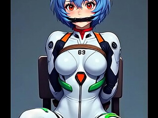 Rei tied to chair moving legs up and down