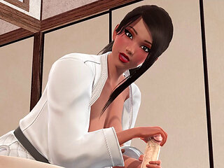 Hot Trainer Jamila in Tatami Room 3D Hentai - Dick Glans Caresses, Titjob Teasing for Big Dick, Deepthroat Mouth Fuck Cumshot