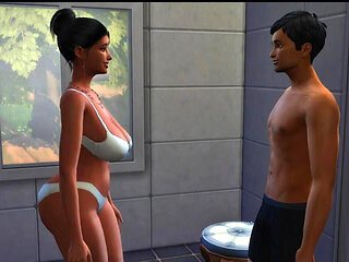 Helping My Stepmom to Clean Bathroom