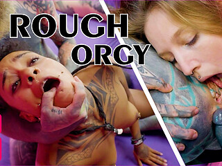 Big Altporn Anal Group Sex - Tattoo Teen Crazy Orgy with Anal Gape, ATM, Deepthroat, Sloppy BJ