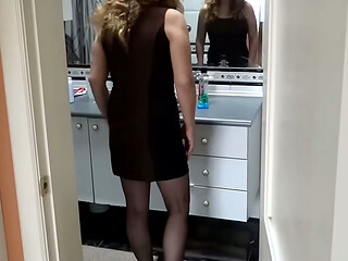 My beautiful stepmom gets home from work and pleasures me by masturbating us.
