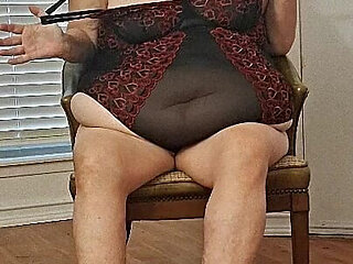 BBW Mature Redhead Nurse Vicki Models Lingerie