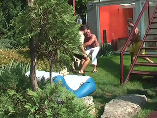 Group of guys attends pool party with hot girls and gets naked